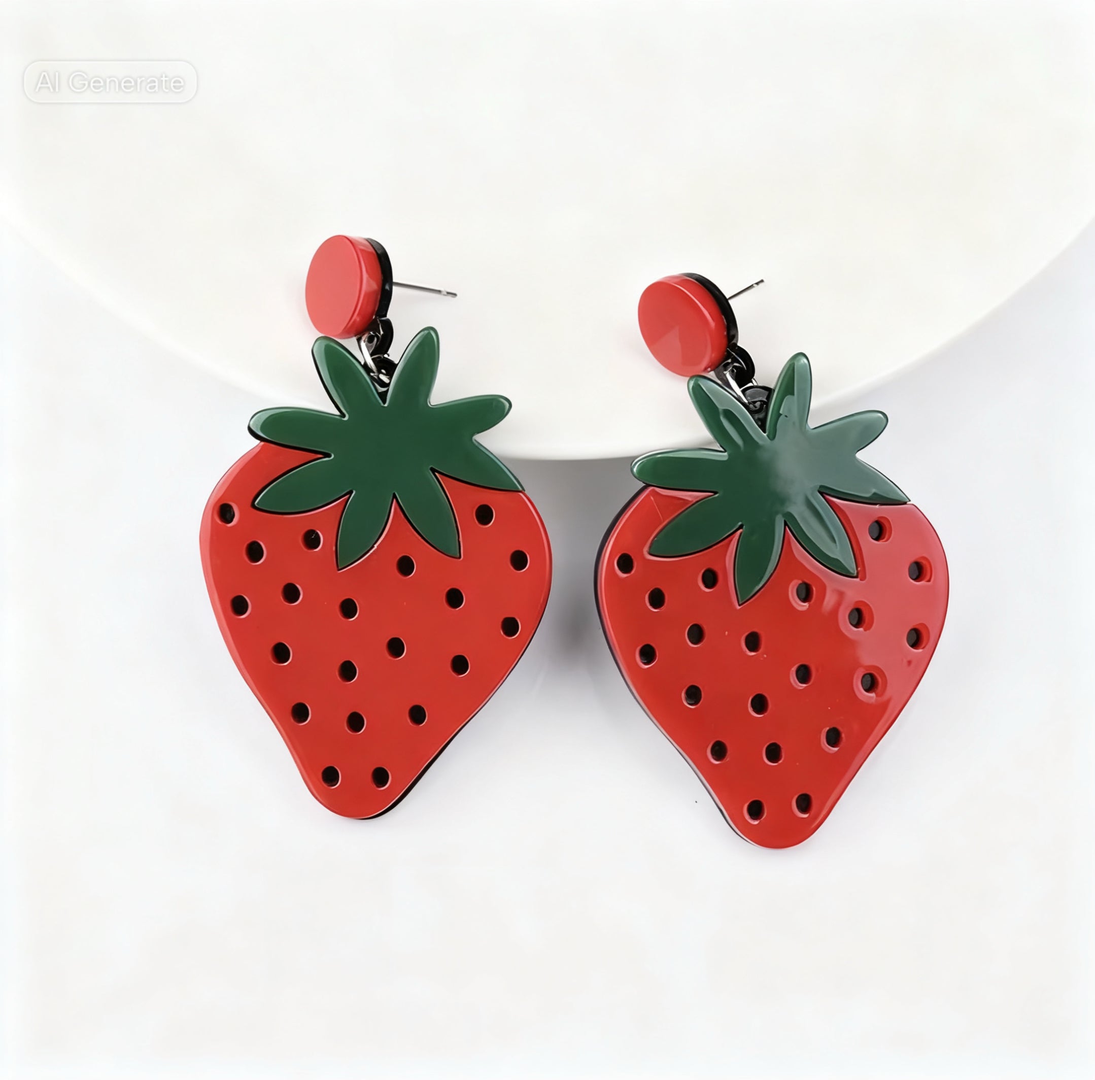 Strawberry Acrylic Strawberry Post Earrings