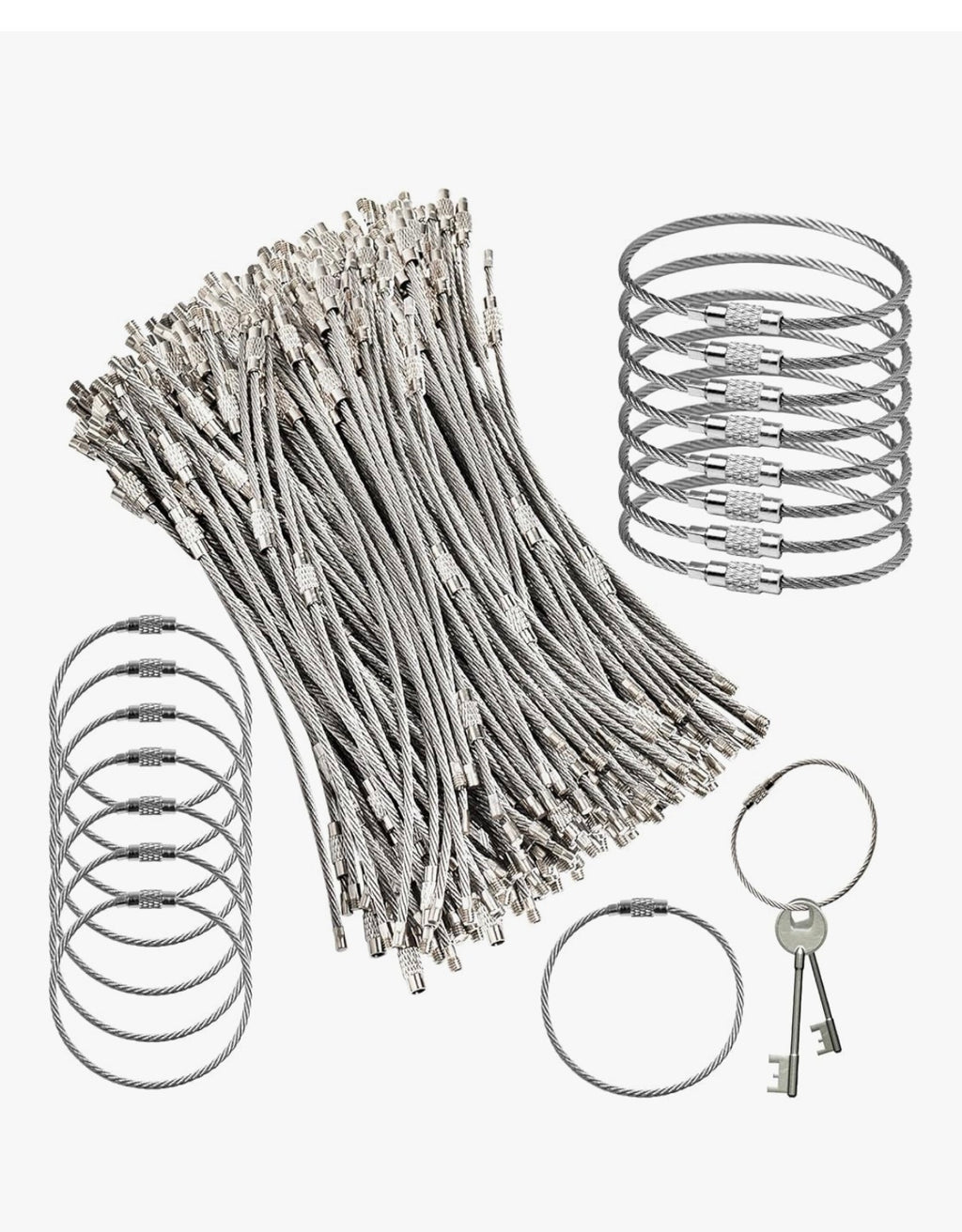6" Wire Cable Keychain 2mm Set of 10