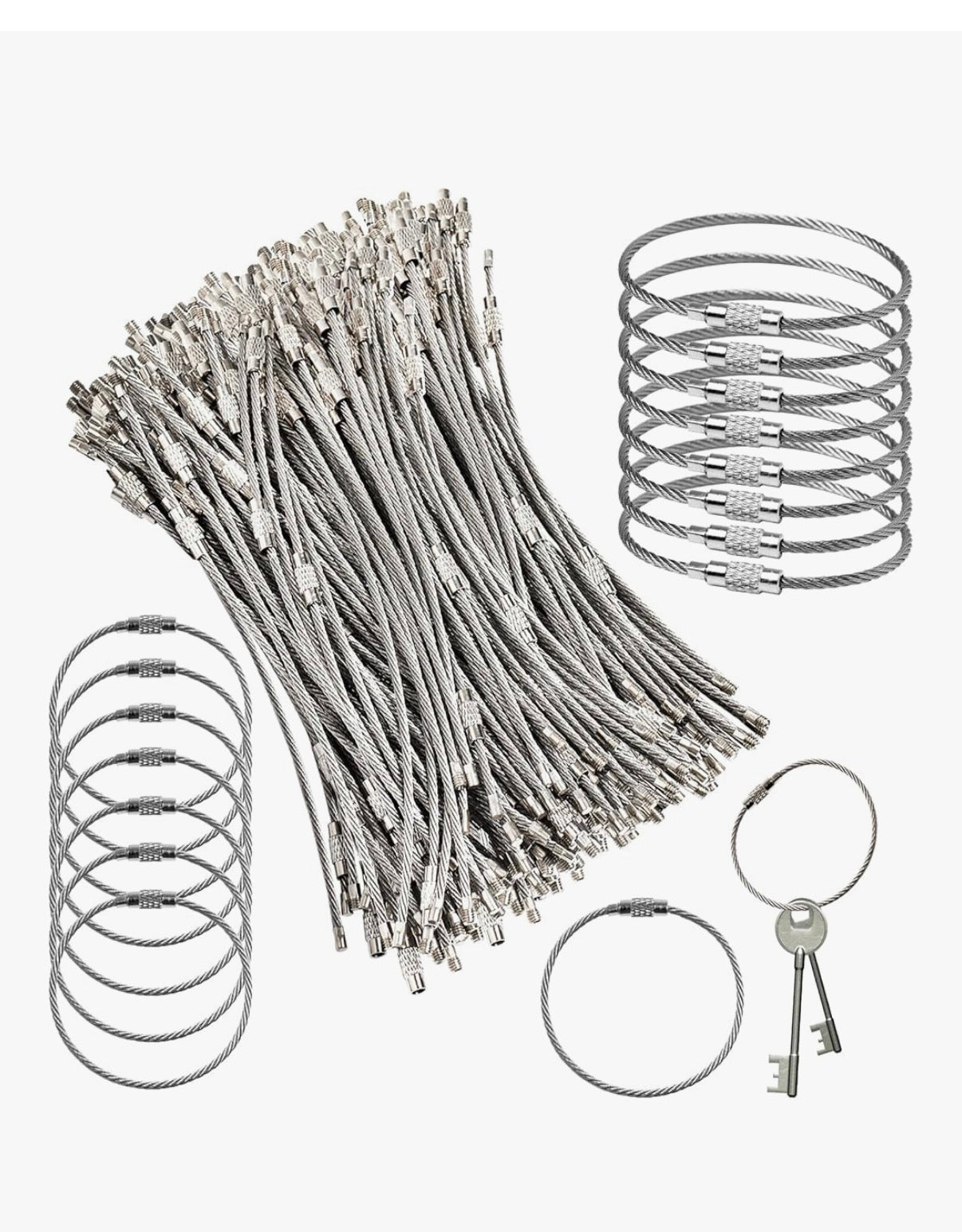 6" Wire Cable Keychain 2mm Set of 10