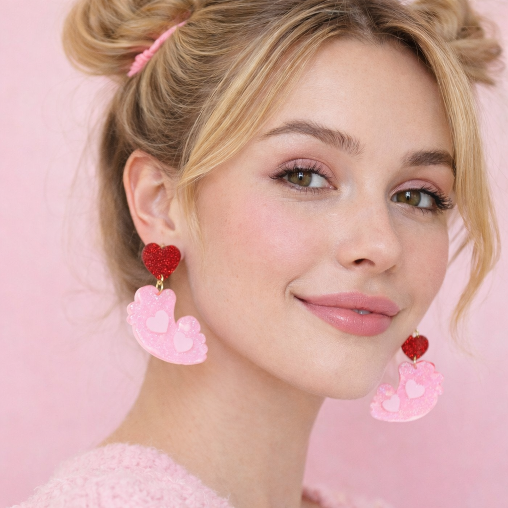 Bigfoot Heart Acrylic Post Earrings