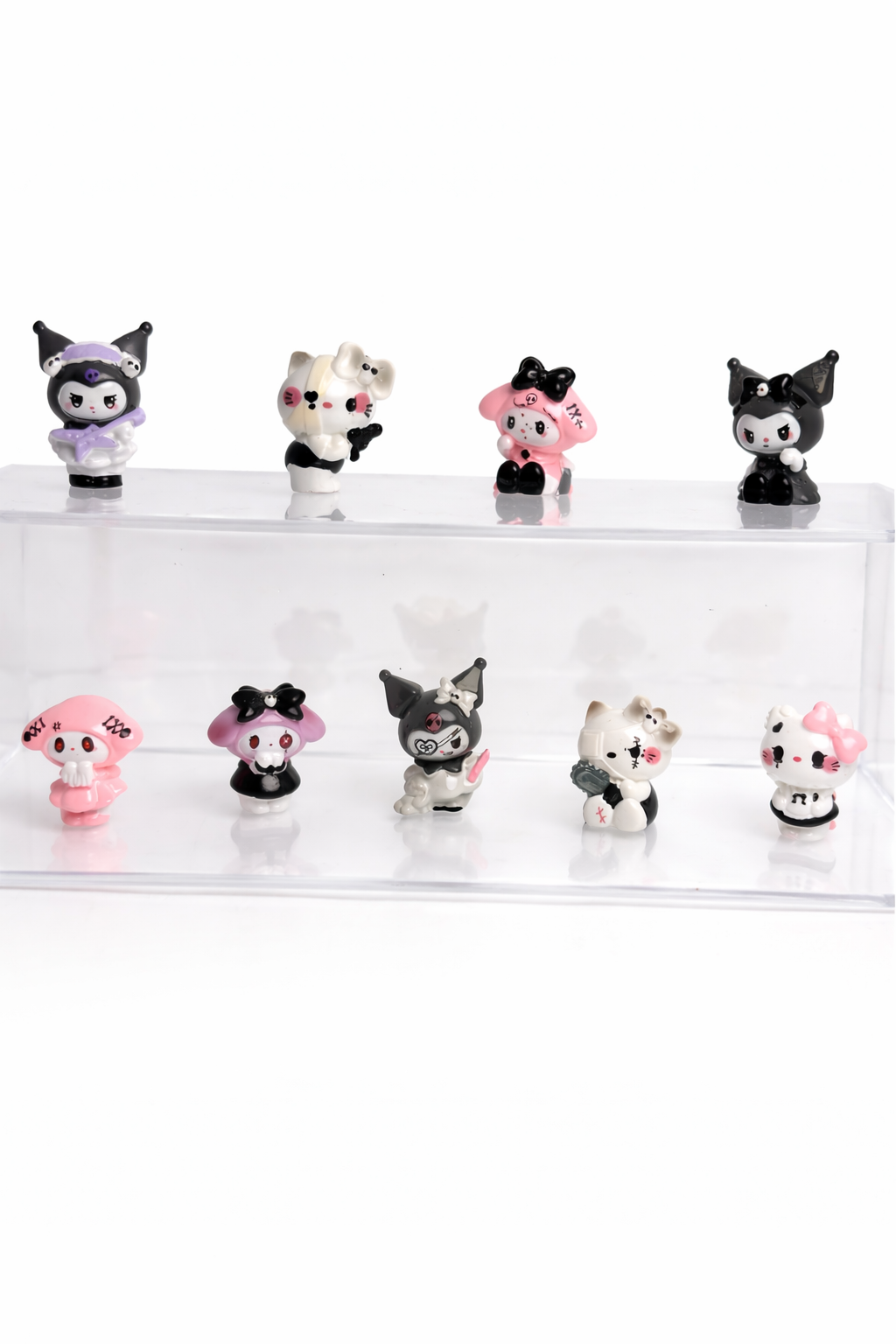 Kawaii Goth Mini Figurines – Pink &amp; Black Craft &amp; Display Set (Set of 9)