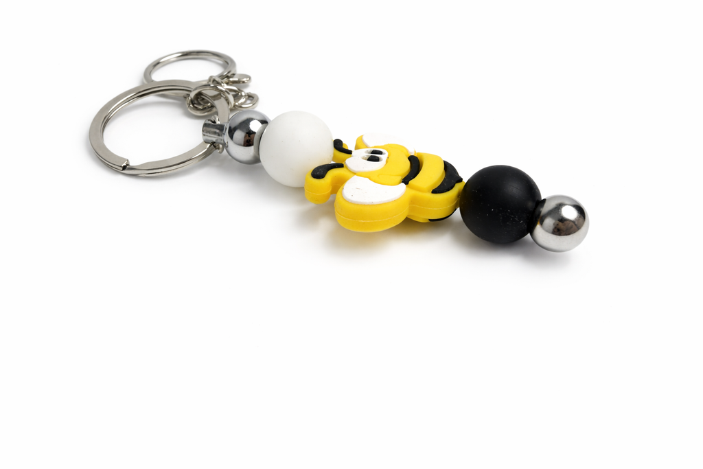Bee Happy Silicone Bead Keychain (112)