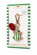 True to Form Green Striped Frog Handbag Charm Keychain