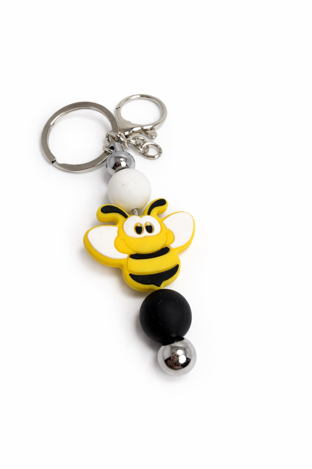 Bee Happy Silicone Bead Keychain (112)