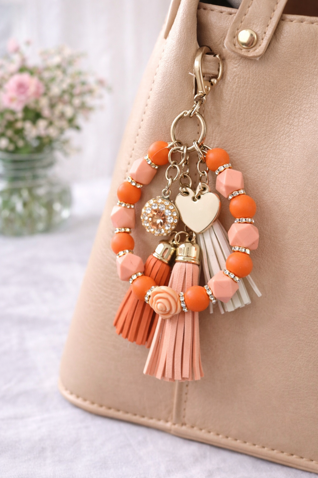 Beaded Wristlet Keychain Bracelet