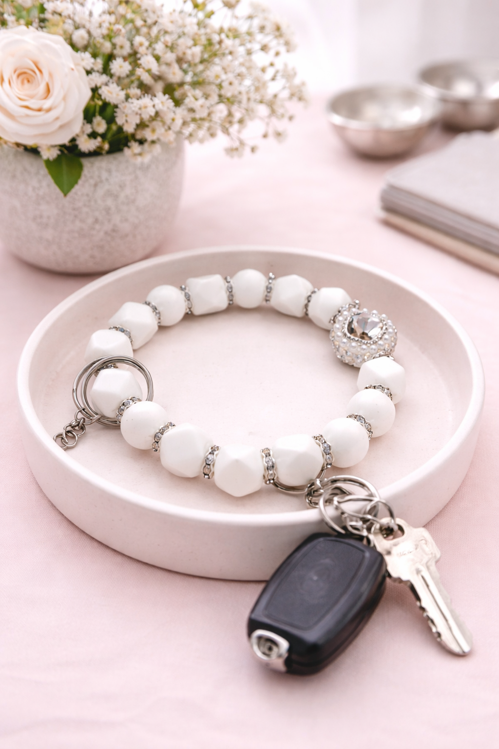 Beaded Wristlet Keychain Bracelet
