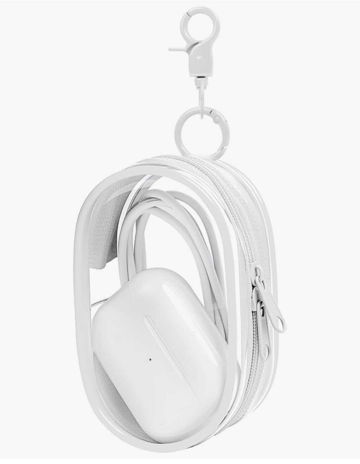 Clear Mini Clip Case with Clip | Cute Earbud & Accessory Pouch Black or White