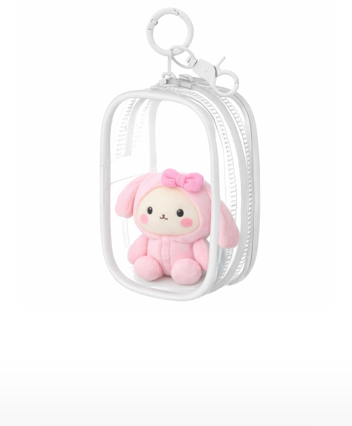 Clear Mini Clip Case with Clip | Cute Earbud & Accessory Pouch Black or White